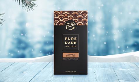 SUKLAA PURE DARK 70% COCOA-COFFEE&CARDAMOM FAZER